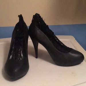 Black lace heels